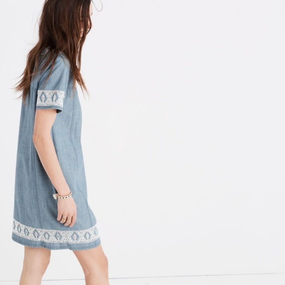 Madewell Blue and White Embroidered Dress - Picture 2 of 9